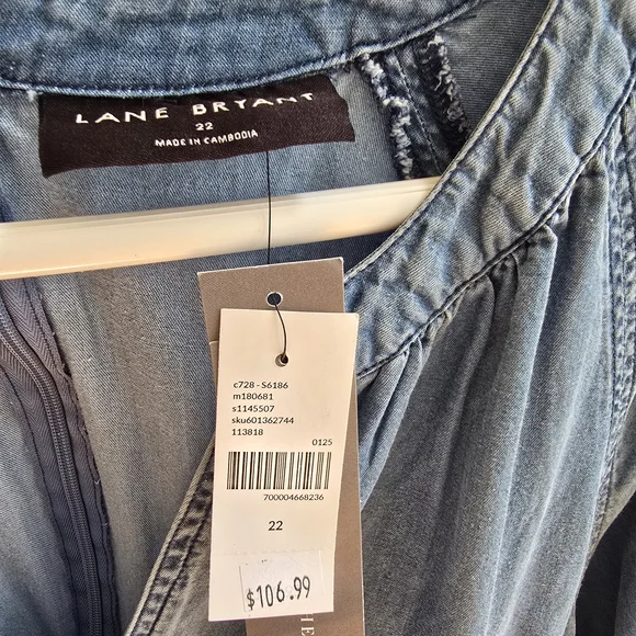 Lane Bryant Light Blue Chambray 22 NWT Jumpsuit Long Sleeves - Picture 4 of 11